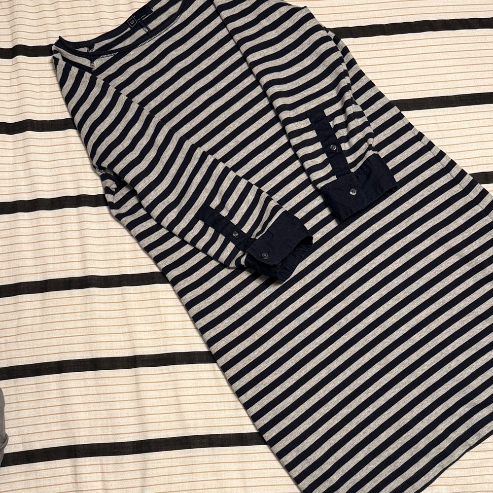 GAP Navy and Gray Striped Midi Dress